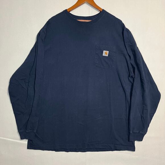 Carhartt‎ Men's Original Fit Long Sleeve Pocket T-Shirt Blue - Size 2XLT - Picture 2 of 7